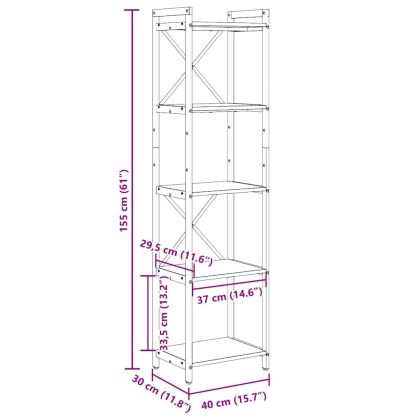 Рафт за книги Сонома дъб 40 x 30 x 155 см Инженерно дърво