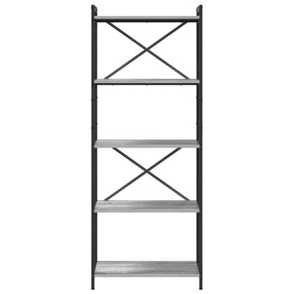 Рафт за книги Сив сонома 60 x 30 x 155 см Инженерно дърво