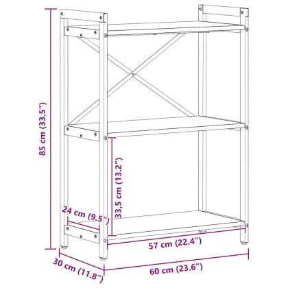 Рафт за книги Дъб 60 x 30 x 85 cm Инженерно дърво