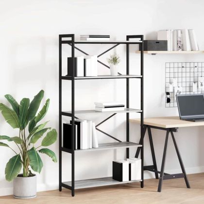 Рафт за книги Сив сонома 80 x 30 x 155 см Инженерно дърво