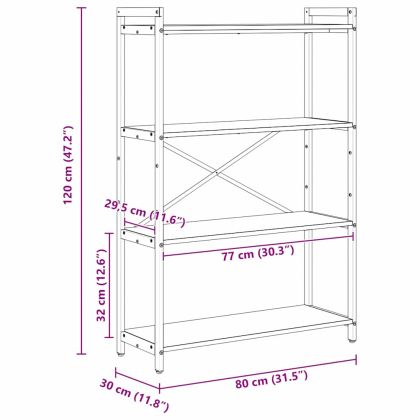 Рафт за книги Старо дърво 80 x 30 x 120 см Инженерно дърво