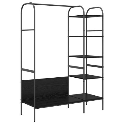 Държач за дрехи с рафт Черно 120 x 44 x 160 см Инженерно дърво