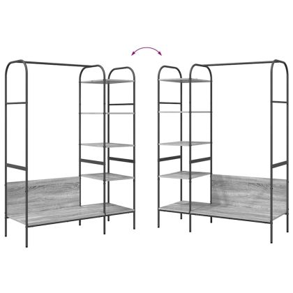 Държач за дрехи с рафт Сив 120 x 44 x 160 см Инженерно дърво