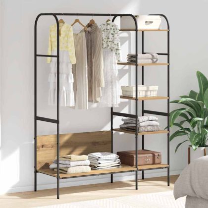 Държач за дрехи с рафт Бежово 120 x 44 x 160 см Инженерно дърво