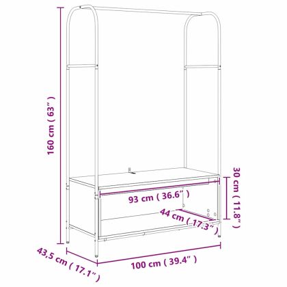 Държач за дрехи Кафяв дъб 100 x 44 x 160 см Инженерно дърво