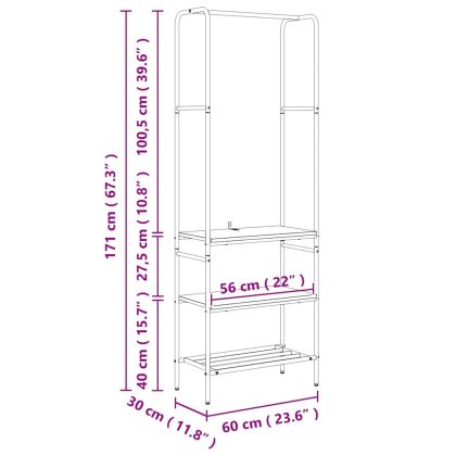 Държач за дрехи Сив сонома 60 x 30 x 171 см Инженерно дърво