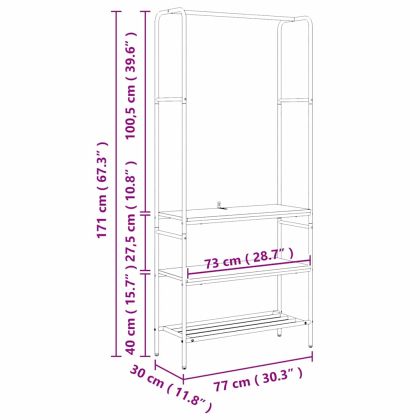 Държач за дрехи с рафт Дъб 77 x 30 x 171 см Инженерно дърво