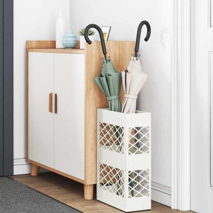 Стойка за чадър със съхранение Бяло 28 x 12 x 41 см Стомана