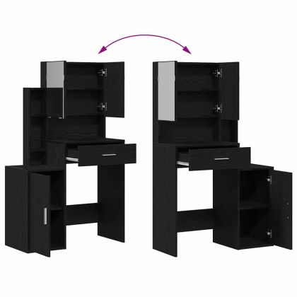 Тоалетка с чекмедже Черен дъб 80 x 35 x 132 см Инженерно дърво