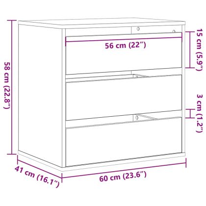 Чекмеджетен шкаф Друг Черно 60 x 41 x 58 cm Инженерно дърво