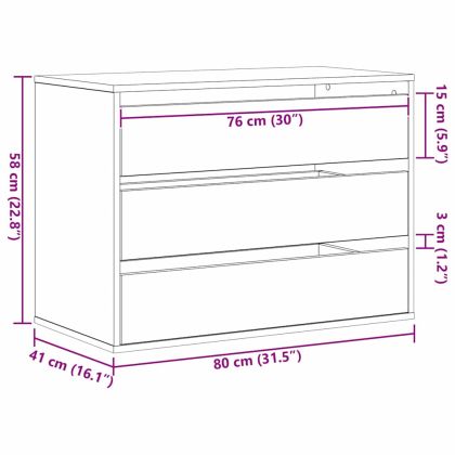Чекмеджетен шкаф Друг Черно 80 x 41 x 58 см Инженерно дърво