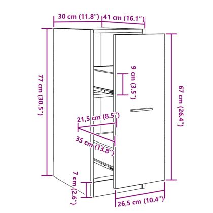 Аптекарски шкаф Черен дъб 30 x 41 x 77.5 см Инженерно дърво