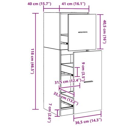 Аптекарски шкаф Черен дъб 40 x 41 x 118 см Инженерно дърво
