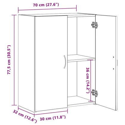 Офис шкаф с рафт дъб артизан 60 x 32 x 77.5 Инженерно дърво