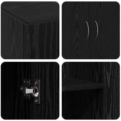 Офис шкаф с рафт Черен дъб 60 x 32 x 77.5 Инженерно дърво