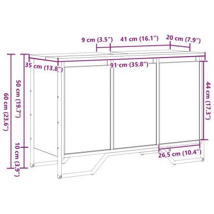 Шкаф за мивка Друг Старо дърво 91 x 35 x 60 см Инженерно дърво