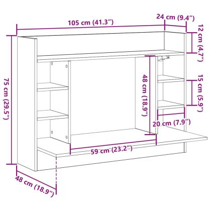 Стенно бюро с рафт дъб артизан 105 x 48 x 75 см Инженерно дърво