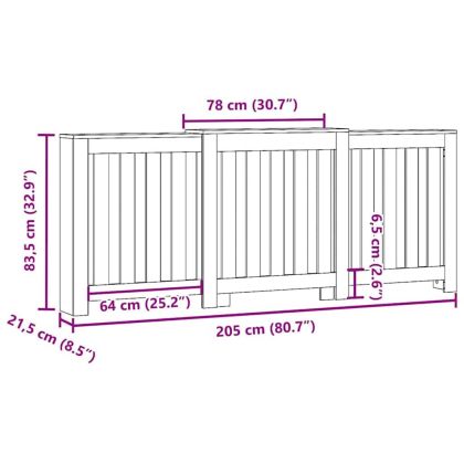 Калъф за радиатор Черния дъб 205 x 21,5 x 83,5 cm