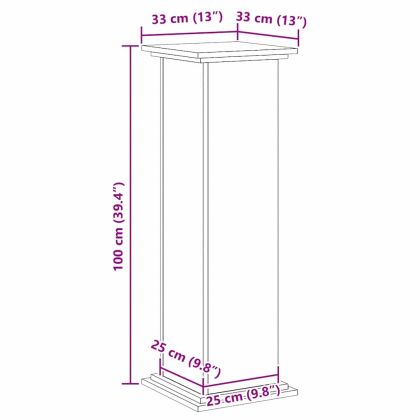Стойка за растения Черния дъб 33 x 33 x 100 cm Инженерно дърво