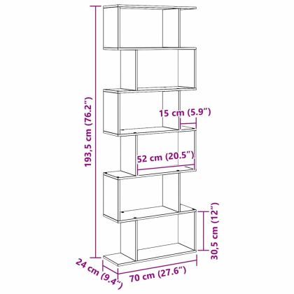 Шкаф за книги Черно 70 x 24 x 193.5 см Инженерно дърво
