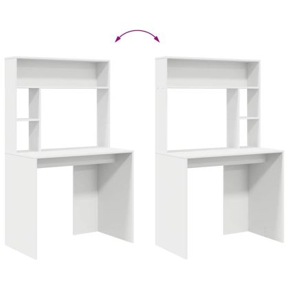 Бюро с рафт Бяло 91 x 50 x 149 см Инженерно дърво