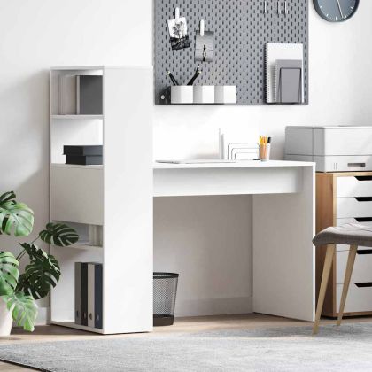 Бюро с рафт Бяло 113 x 54 x 120 см Инженерно дърво