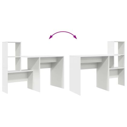 Бюро с рафт Бяло 131,5 x 50 x 106,5 см Инженерно дърво