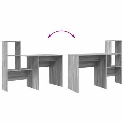 Бюро с рафт Сив Сонома 131,5 x 50 x 106,5 см Инженерно дърво