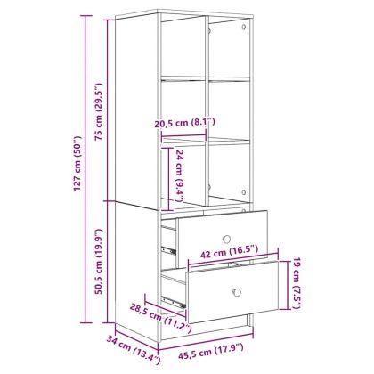Висок шкаф Сив сонома 45.5 x 34 x 127 см Инженерно дърво