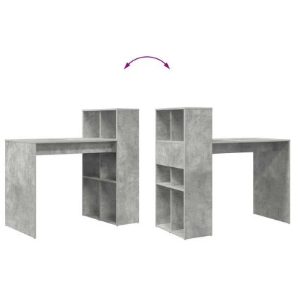 Бюро с рафт Циментено сиво 108 x 55 x 103.5 см Инженерно дърво