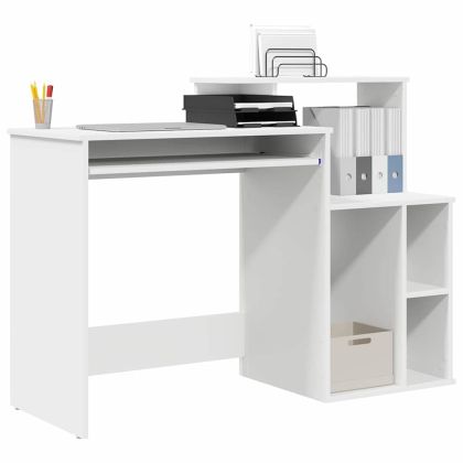 Бюро с чекмедже Бяло 120,5 x 44 x 88,5 см Инженерно дърво