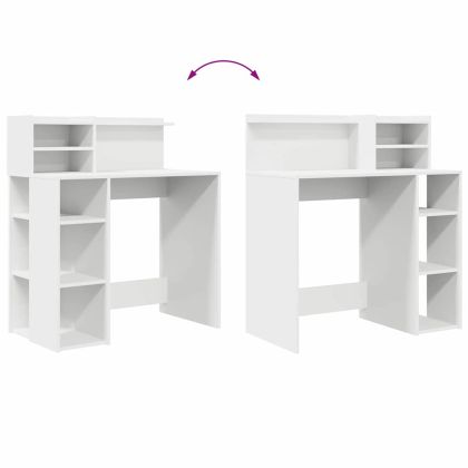 Бюро с рафт Бяло 90 x 48 x 101,5 см Инженерно дърво