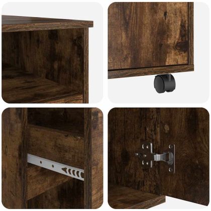 Бюро на колела с рафт Димян дъб 91 x 50 x 77 см Инженерно дърво