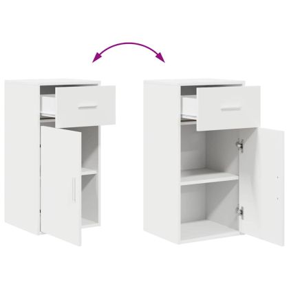 Шкаф с чекмедже Бяло 38 x 34.5 x 75 см Инженерно дърво