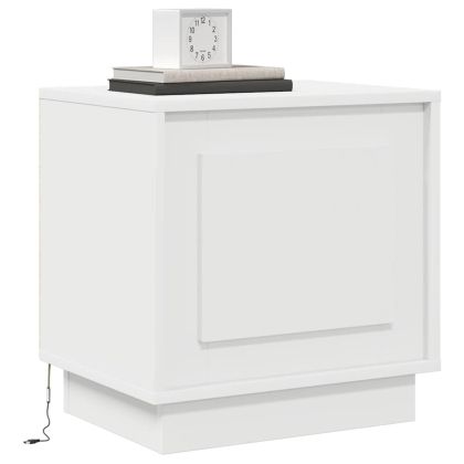 Нощен шкаф с 2 pcs Бяло 44 x 34.5 x 45 см Инженерно дърво