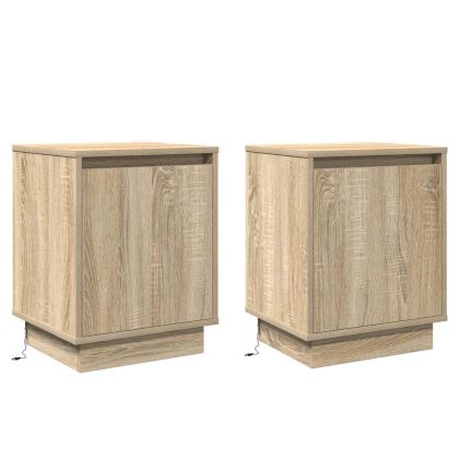 Нощен шкаф 2 pcs Сонома дъб 39 x 34,5 x 50 см Инженерно дърво
