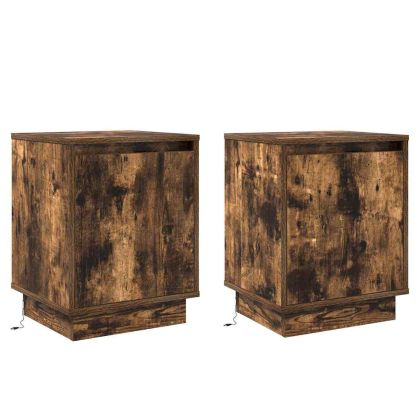 Нощен шкаф с 2 pcs Димян дъб 39 x 34.5 x 50 см Инженерно дърво