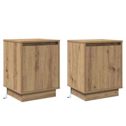 Нощен шкаф 2 pcs Дъб 39 x 34,5 x 50 см Инженерно дърво