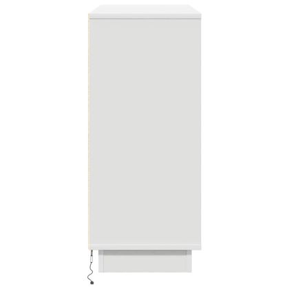 LED конзолна маса с рафт Бяло 90 х 32 х 75 см Инженерно дърво