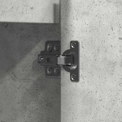 LED конзолна маса с рафт с врата Циментено сиво 90 х 32 х 75 см