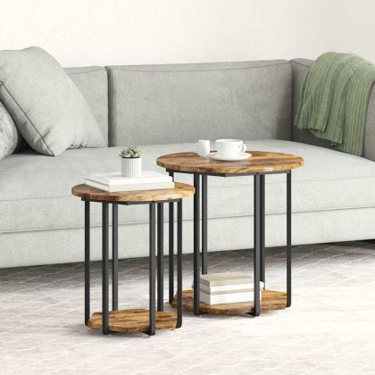 Комплект помощни маси с рафт 2 pcs Кафяво