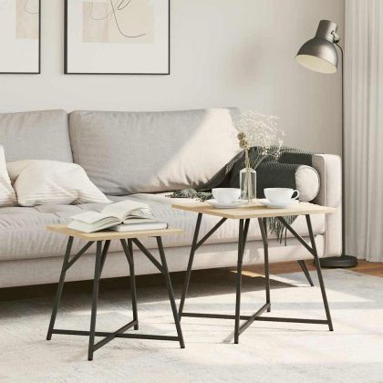 Комплект помощни маси 2 pcs Сономски дъб и черно