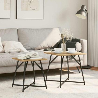 Комплект помощни маси 2 pcs Ръчно изработен дъб и черно