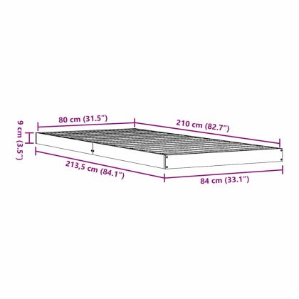 Леглово дъно Естествен 213.5 x 104 x 9 см Солидно борово дърво