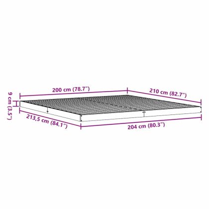 Леглово дъно Естествен 213.5 x 104 x 9 см Солидно борово дърво