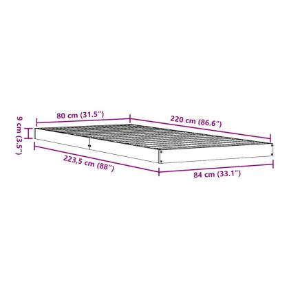 Леглово дъно Естествен 213.5 x 104 x 9 см Солидно борово дърво
