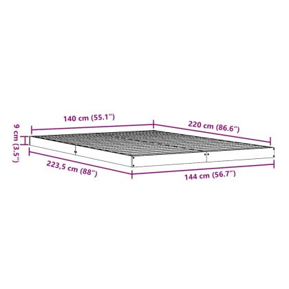 Леглово дъно Естествен 213.5 x 104 x 9 см Солидно борово дърво