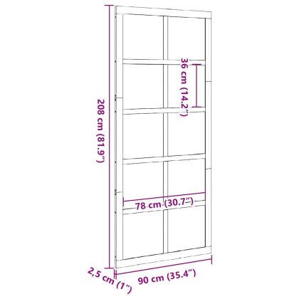 Врата за плевня Кафяво с восъчно покритие 90 x 2,5 x 208 см