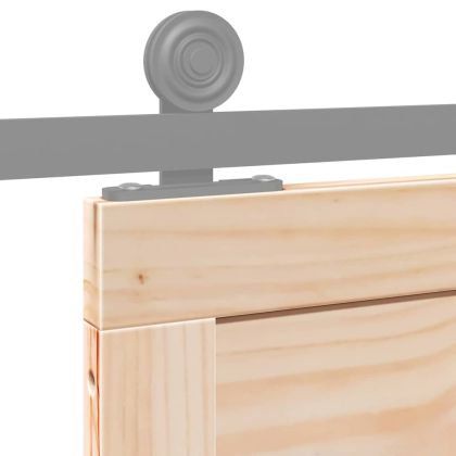 Врата за плевня Кафяво 80 x 210 cm Борово дърво масив