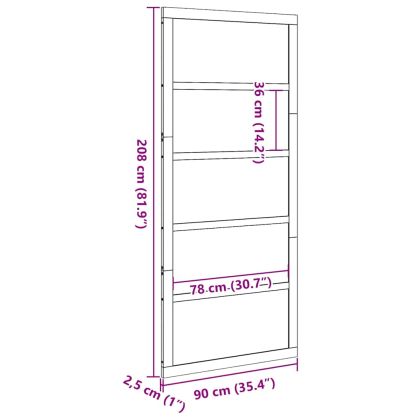 Врата за плевня Кафяво 80 x 210 cm Борово дърво масив